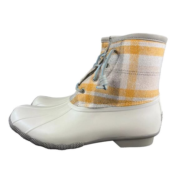Sperry Top-Sider Saltwater Plaid Ivory Duck Boots Women's Sizes 5.5 - 11 M - Picture 3 of 9